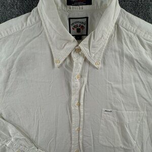 Faconnable Long Sleeve Button Up Shirt Men Cotton White Large Herringbone ***